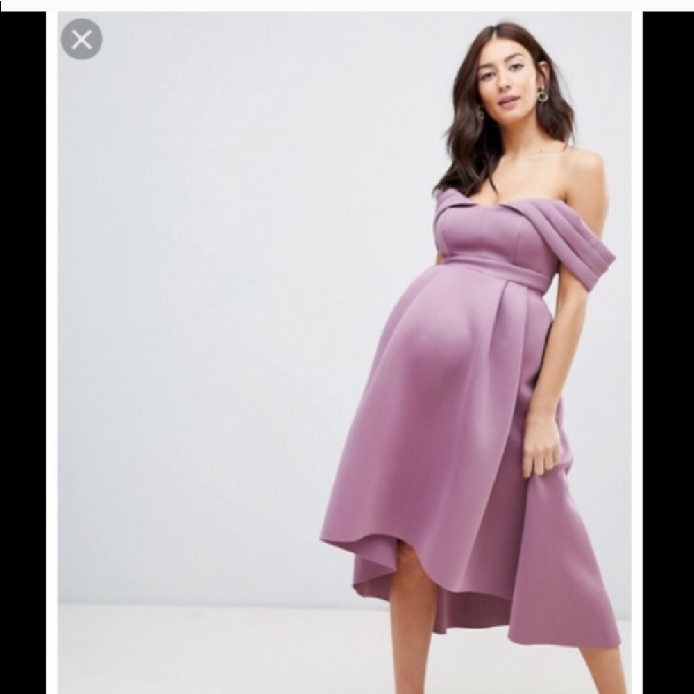 ASOS maternity Bardot Cold Shoulder Midi Dress